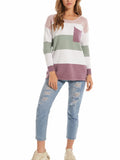 Round Neck Long Sleeve Pocket Sweater Tops